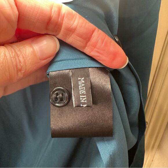 Haider Ackermann Silk Charmeuse Shirt in Turquoise Oversize FR 34 - Picture 9 of 13